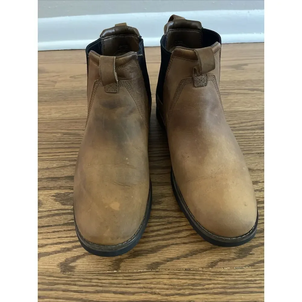 Timberland Men’s Brown Leather Chelsea Ankle Boots Slip-On Waterproof US 11 M
